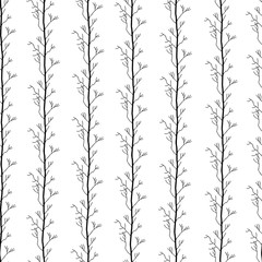 Seamless pattern from the black branches on the white background.
