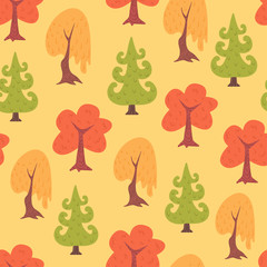 Simple flat trees seamless pattern.