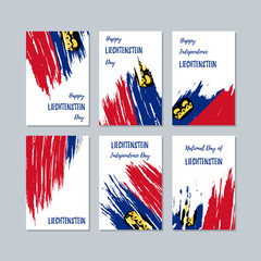 Obraz na płótnie Canvas Liechtenstein Patriotic Cards for National Day. Expressive Brush Stroke in National Flag Colors on white card background. Liechtenstein Patriotic Vector Greeting Card.
