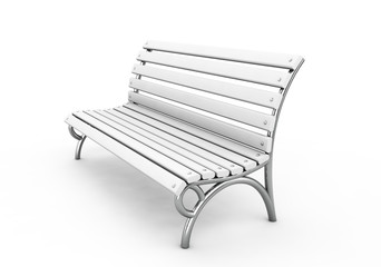 white bench on white background 3d render