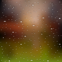 Realistic water rain drops on nature background