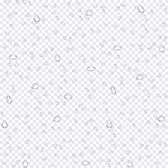 Realistic water rain drops on transparent background