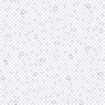 Realistic water rain drops on transparent background