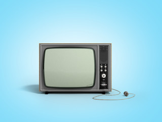 Creative abstract communication media and television business concept old retro color wooden home TV receiver set 3d render on blue background