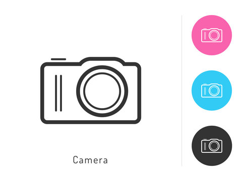 Camera icon vector. Camera symbol for your web site design, logo, app. One of a set of linear electronics icons.