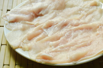 pork slice for cook in sukiyaki or shabu Japanese food on plate