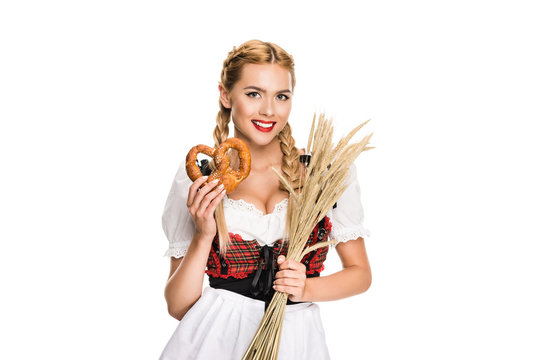 girl with pretzel and wheat ears