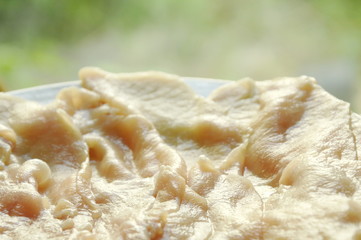 pork slice for cook by boiled or grilled on plate