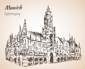 Neues Rathaus - new Rathaus. Munchen, Germany. Sketch. - 169916860