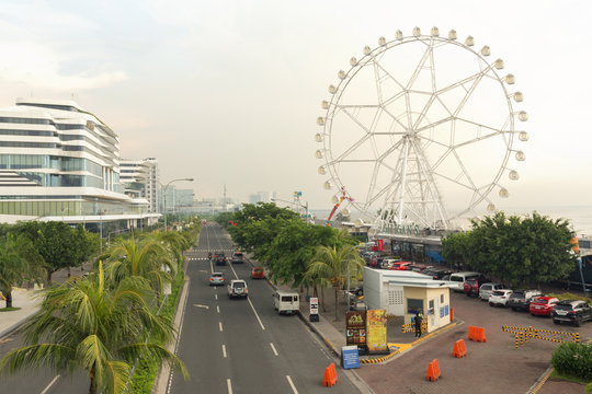 View To Embankment Area Near Mall Of Asia In Manila 