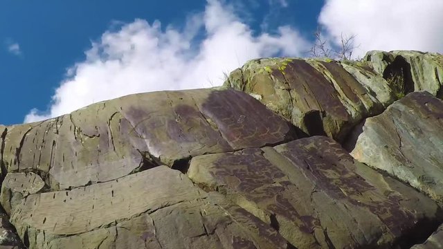 ancient petroglyphs found on the site Kalbak-Tash in the Altai Mountains