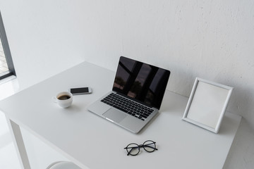 workplace with laptop computer