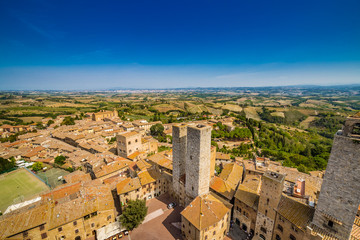 Fototapeta na wymiar dizzy top view Tuscany San Gimignano