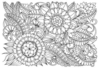 Flower pattern in black and white. Can use for print , coloring and card design