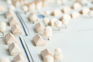 Architektur Modell eines Feriendorfes aus Holz und Karton