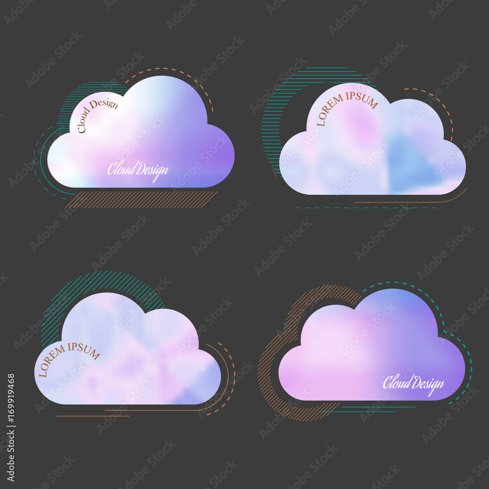 Canvas Prints set of creative cloud with soft blurred holographic texture