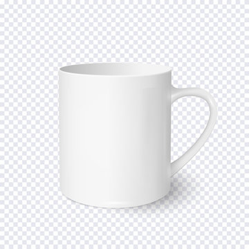 White coffee cup realistic isolated on transparent background