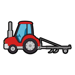 Farm tractor with rake vector illustration design