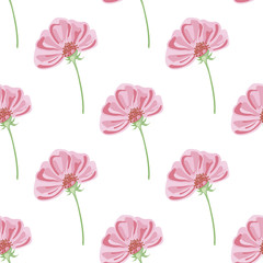 Naklejka premium Vector seamless pattern of isolated pink flower