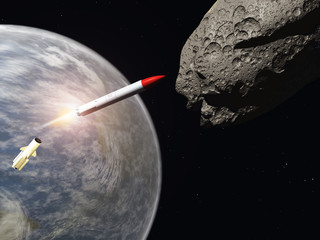 Misil a punto de destruir un asteroide cerca de la Tierra © anibal