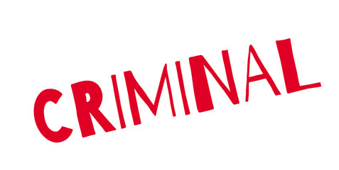 Criminal rubber stamp. Grunge design with dust scratches. Effects can be easily removed for a clean, crisp look. Color is easily changed.