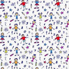 seamless background with hand drawn children