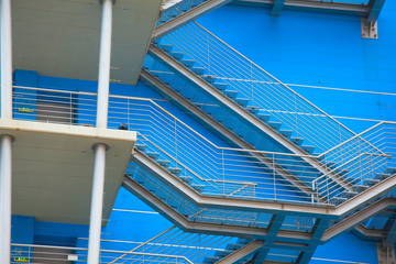 Fototapeta premium Fire escape ladder on the side of a new building