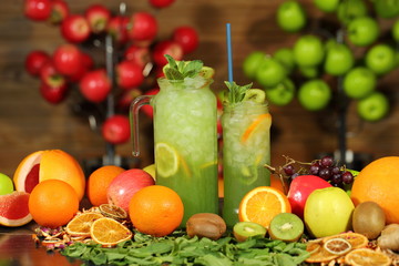 Colorful fruit cocktail.