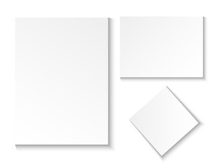 A blank paper sheet. Empty in different positions and rotated