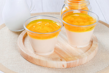 Peach dessert in a glass