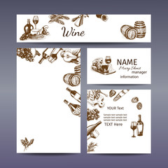 Corporate style - wine and cheese. Vector background sketch - branding