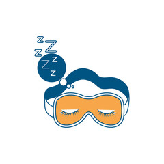 sleep mask with snoring sign in bubble callout color section silhouette on white background