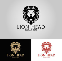 Lion Head logotype. Three version. Easy to change color, size and text. 