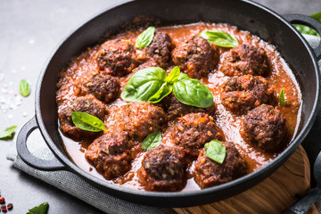 Meatballs in tomato sauce.