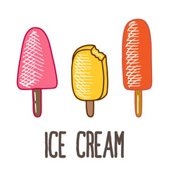 set of ice cream doodle icon