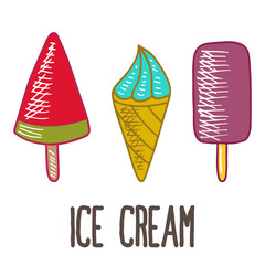 set of ice cream doodle icon