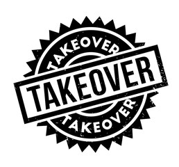 Takeover rubber stamp. Grunge design with dust scratches. Effects can be easily removed for a clean, crisp look. Color is easily changed.