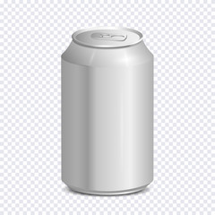 Blank aluminum soda can on transparent background