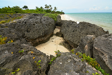 Rock formation on the beach at Bantayan Island, Philippines. Located in the Visayan Sea, in the province of Cebu, the island is a popular tourist destination in the Philippines