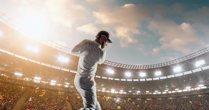 Cricket player in action