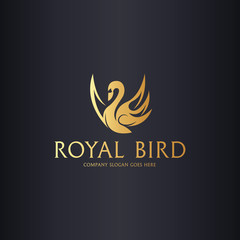 Fototapeta na wymiar Royal Swan Logo. Easy to change color, size and text. 