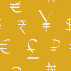 Seamless pattern with world currency symbols for your design