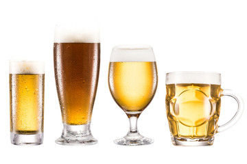 various types of beer in glasses