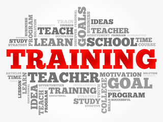 TRAINING word cloud collage, education concept background