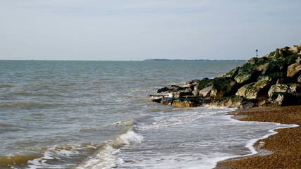 Fototapeta na wymiar Sunny Day View of British Seaside at Flexistowe