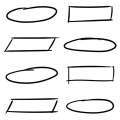 Hand Drawn Frames Set - Rectangles and Circles