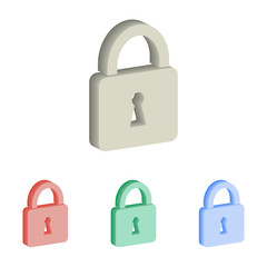 Lock 3d isometric vector icons.