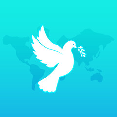 International Peace Day banner. 21 September. Dove with olive branch.