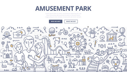 Amusement Park Doodle Concept