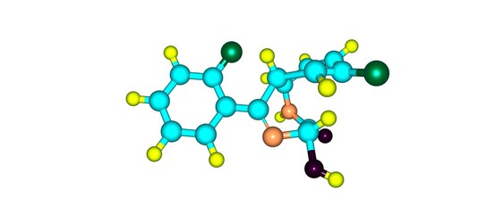 Lorazepam acid molecular structure isolated on white